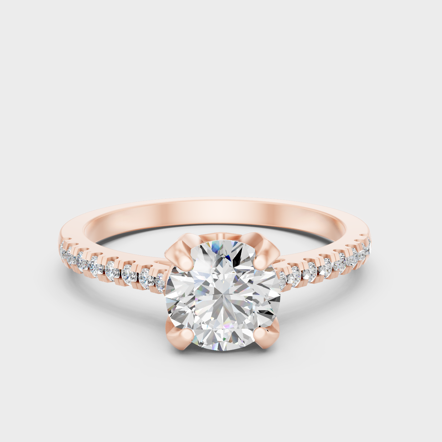 Round Lab Diamond Ring In Rose Gold Contemporary Style
